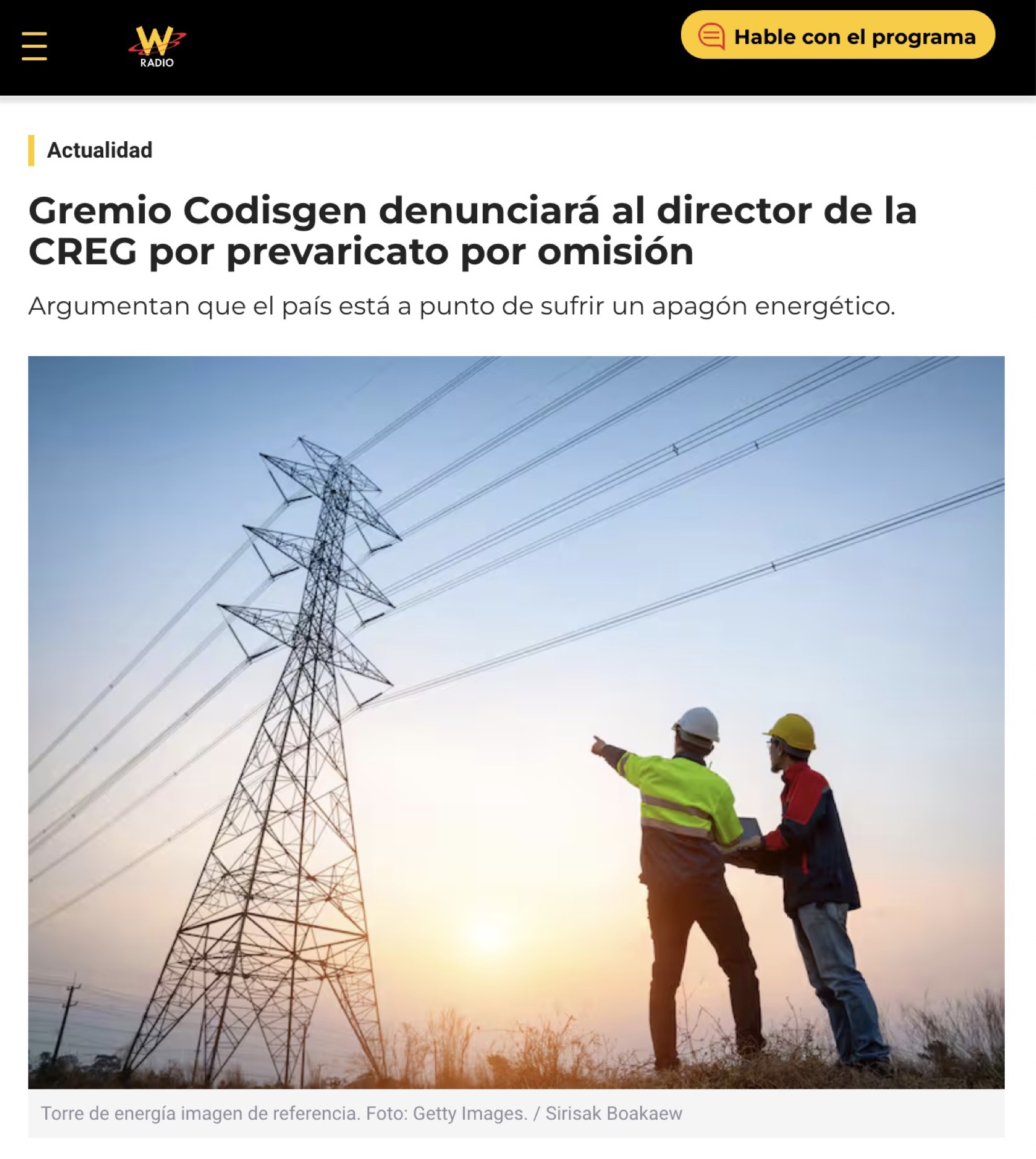 Gremio CODISGEN denunciará al director de la CREG por prevaricato por omisión